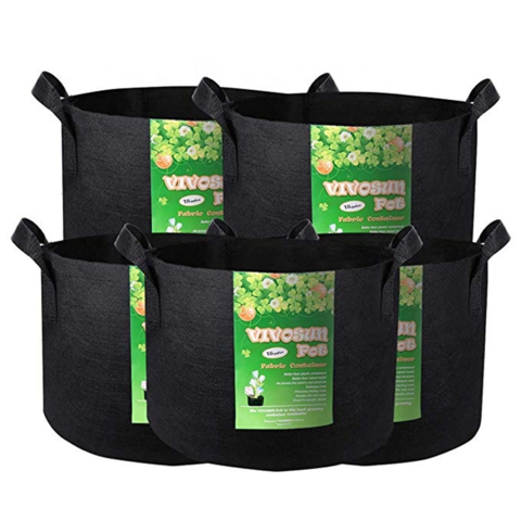 10 15 5 Pack 5 25 Gallon Grow Bags/Aeration Fabric Pots with Handles Black 7
