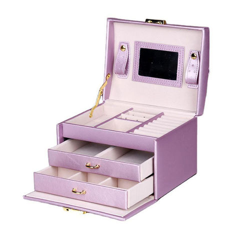 China Three-Layer Desktop Cosmetic Organizer Bathroom Big Capacity Cosmetic Box Women Jewelry Drawer Case A, Size: 15.5, Pink