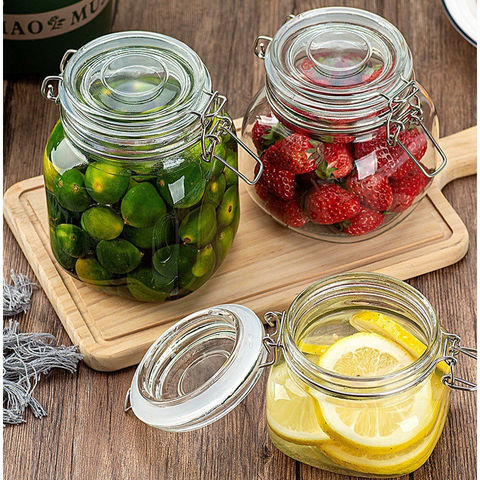 Clear Borosilicate Glass Storage Jars with Airtight Wooden Lids,19