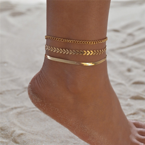 Gold Plated Ankle Bracelet Women Anklet Adjustable Chain Foot Beach Jewelry New 