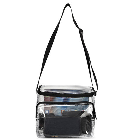 PVC Shoulder Tote Bag Black Fashionable, Clear Bag