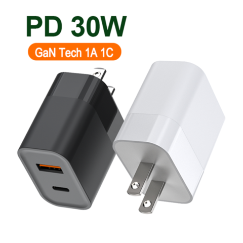 1c1a Output Us Plug 20W GaN Power Adapter 5V 3A, 9V 2.22A USB