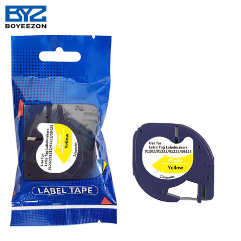 Dymo Letratag Plastic Tape 12 mm x 4m 91222 Yellow