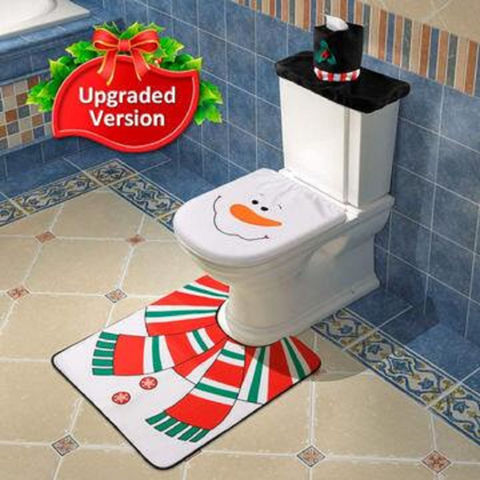 Merry Christmas Toilet Seat & Cover Santa Claus Bathroom Mat Xmas Home Decor US 