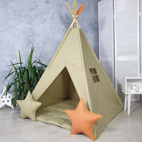 Kids Play Teepee Tent Gray Finish W/ Stars Print Design Children Playhouse Decor for sale online 