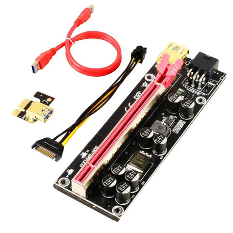 Roter sechsteiliger Anzug PCI-E Extender Riser Adapter Grafikkarten ​Verlängerungskabel Adapterkabel 60cm USB 3.0-Kabel PCI-E1X auf 16X Adapterkarte Verlängerungskabel 