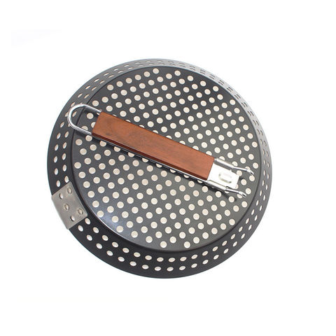 Multipurpose Steak Frying Pan,Cast Iron Non Stick Grill, Deep Square  Griddle Pan with Folding Wooden Handles Camping Cooking Pan