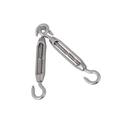 Silver 304 Stainless Steel European Style Hook & Eye Turnbuckle M4