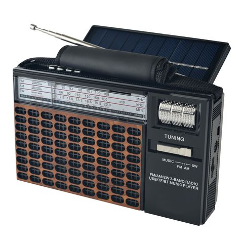Compre Solar 5v-1,5 W Panel Solar Mp3 Jugador Bluetooth Al Aire Libre Radio  Solar Am/fm/sw 3 Bandas y Solar Radio de China por 5.74 USD