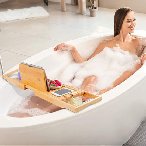 Expandable Bath Shelf Bathtub Tray, Adjustable Bathtub Caddy Tray