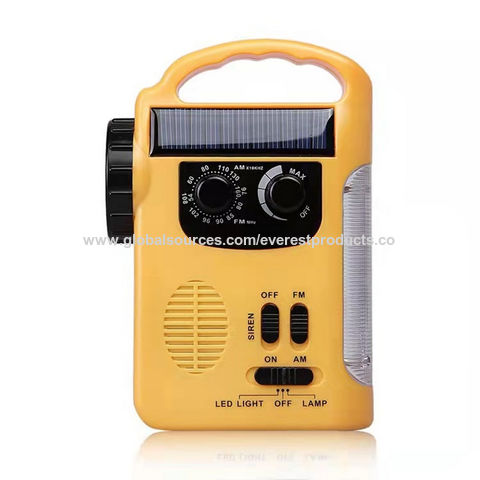 Radio de cuerda solar, de emergencia, manivela AM FM portátil con batería  recargable, linterna brillante para emergencia y al aire libre (azul) :  : Electrónica