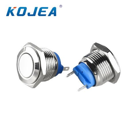 On Push Button Waterproof Momentary Switch SPST Metal 16mm Off 