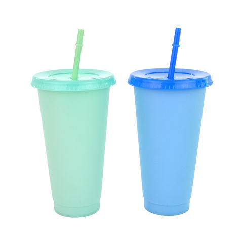 Color Changing Cups with Lids and Straws Bulk Plastic Cups with