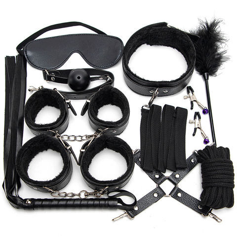 Luxury faux leather bondage kit 10pcs BDSM set with a storage bag