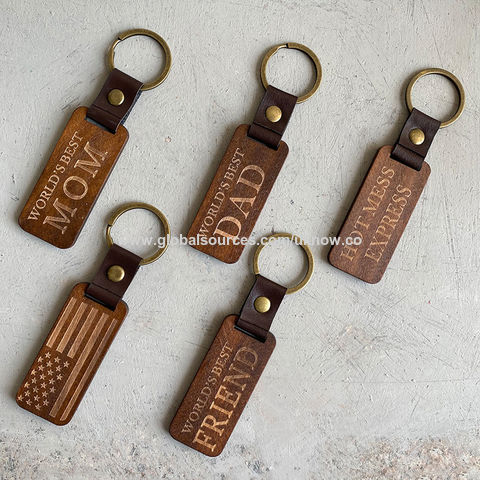 10PCS Blank Walnut Koa Olive Wood Keychain DIY Wood Key Chains Wood Tag