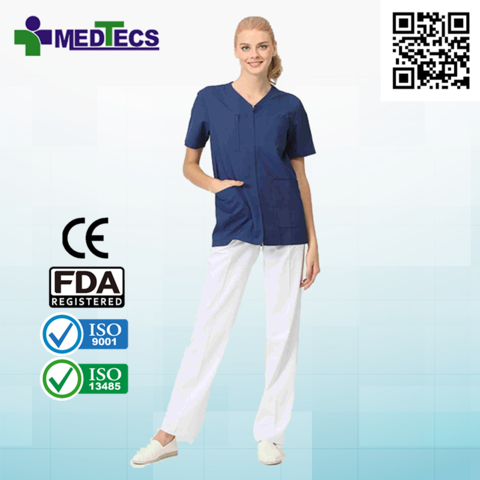 Women Men Doctor Nurse Uniform Short Sleeve Dentist T-shirt V-Neck Scrub Blouse