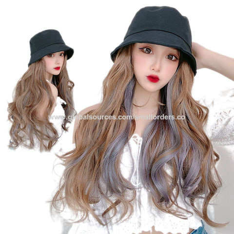 Hat Fisherman Wig Hat One Piece Female Detachable Wig Female Long