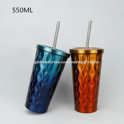 Double Layer Anti-scalding Stainless Steel Cups Plastic Handle Coffee Milk  Mug Tea Drinks Water Cup