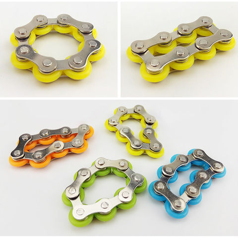 Fidget Metal Ring Stress Relief Toy Sensory Bike Chain Yellow 