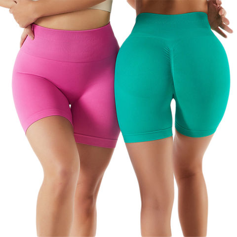 Women Yoga Shorts with Pocket Waist Tight Fitness Solid Color