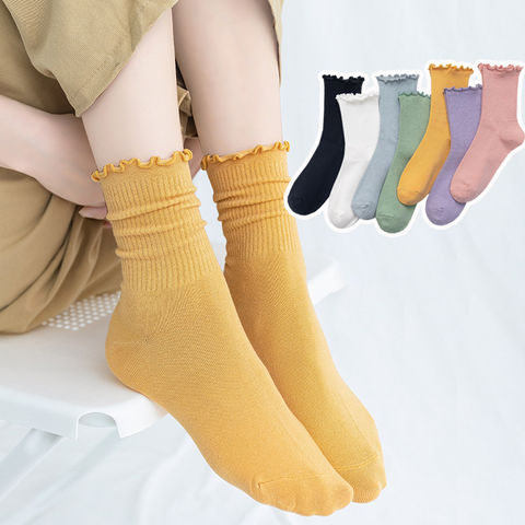 15 Colors Women's Solid Autumn Socks Casual Cotton Socks Warm Ankle-High Socks 
