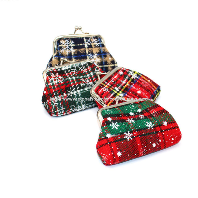 Monedero pequeño de Navidad, mini monedero, tela a cuadros, monedero pequeño para estudiantes, venta al por mayor for sale at factory direct price