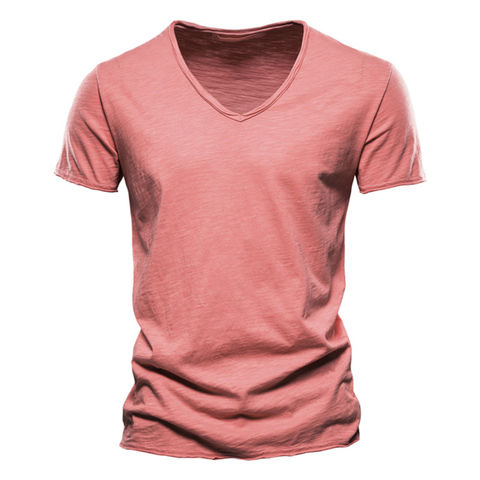 Buy Wholesale China Men Cotton Solid Color V-neck Design Solid Color Tees Sleeve T Shirt & Male Summer T Shirt at USD 4 | Global Sources