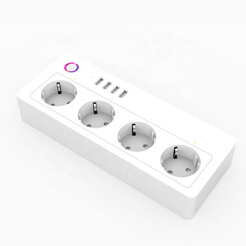 Tuya WiFi Smart Power Strip EU Surge Protector 4 AC Sockets 4 USB