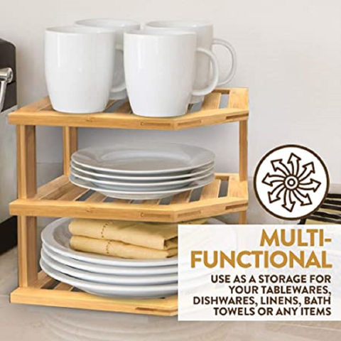 Buy Wholesale China 3 Tier Bamboo Wooden Corner Shelf Organizer