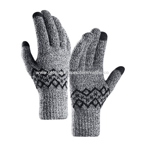 Winter Gloves For Men Women, Cold Weather Warm Touchscreen Glove Unisex -  Non - slip Grip - Elastic Cuff - Knit Stretchy Black Grey Medium