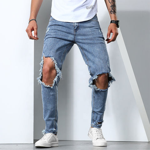 Buy Wholesale China Factory Custom Destroyed Denim Jeans Ripped Skinny Jeans Men & Men Jeans at 13 | Sources