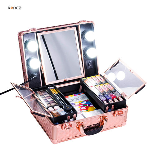 Professional Cosmetic Makeup Suitcase, Professional Makeup Vanity And Mirror