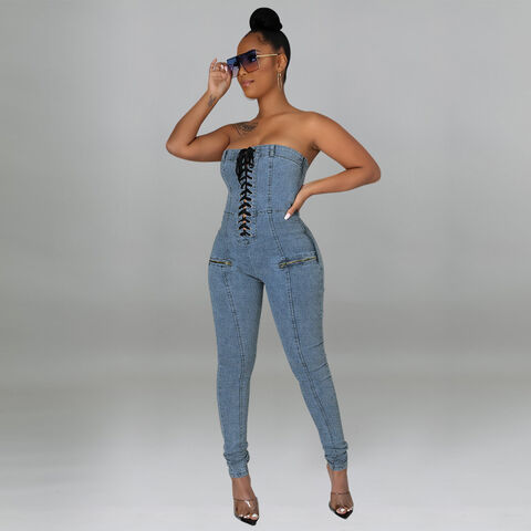 Sexy jean hot sale jumpsuits