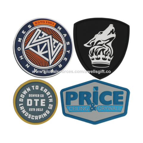 Custom Circle or Shield Shape PVC Patch with Adhesive Backing Bag