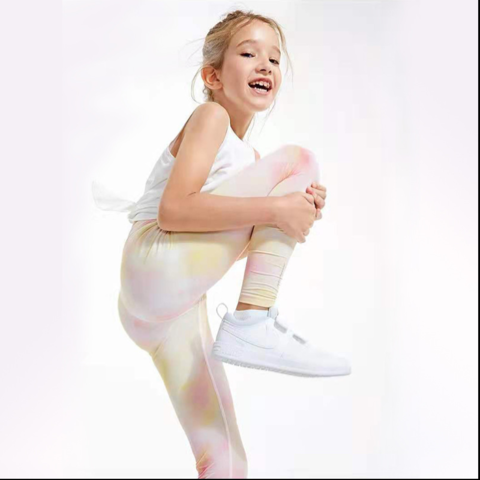 inhzoy Kids Girls Tie Dye Printed Tight Leggings Yoga Pants Athletic Sportswear Trousers 