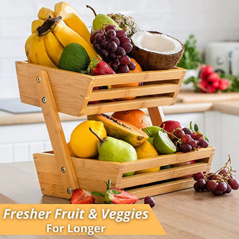 Panier De Fruits De Comptoir À 2 Niveaux, Pour Cuisine Corbeille À Fruits  Légumes Bol Support