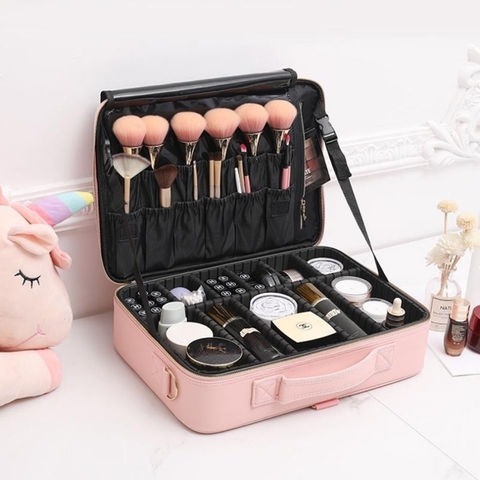 Wholesale Makeup Bag Organizer Travel Makeup Case Large Cosmetic Bag Train Case  Makeup Travel Storage Bag with Brush Holder - China Polyester Cosmetic Bag  and Makeup Bag price