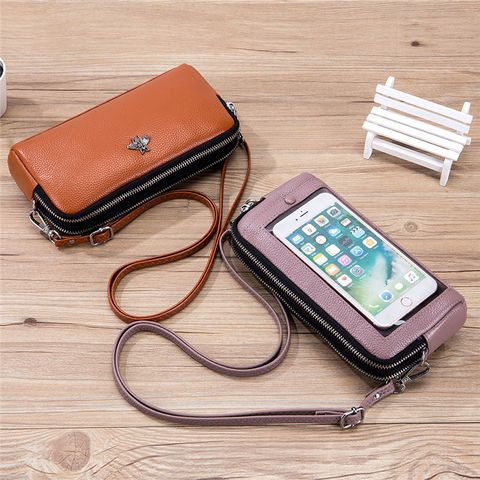Buy Wholesale China Emg6431 Cowhide Wallet Crossbody Holder Case Women ...