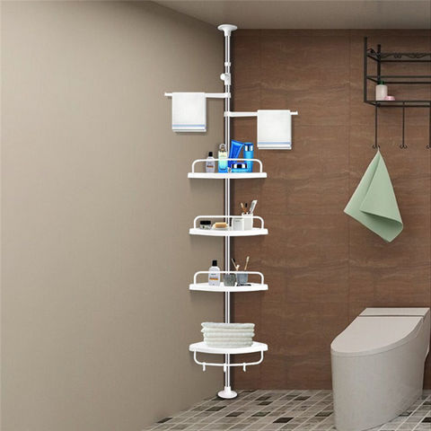Telescopic Bathroom 4 Tier Shelf  Adjustable Wall Corner Shower Rack Storage 