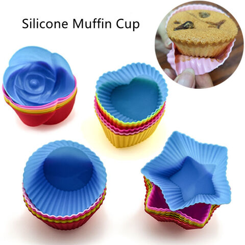 Rose Flower Star Shaped Silicone Muffin Cup 7CM Cake Baking Cup Mold DIY A4J5 