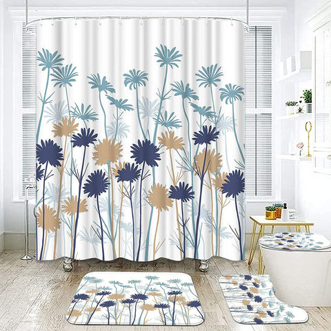 Waterproof Shower Curtain Polyester, Shower Curtain And Window Treatment Sets