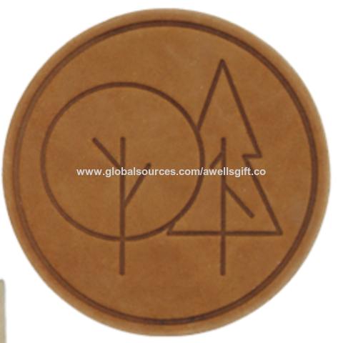 Cheaper Jeans PU Leather Labels With Embossed Logo Round Leather Patch For  Clothing Hats