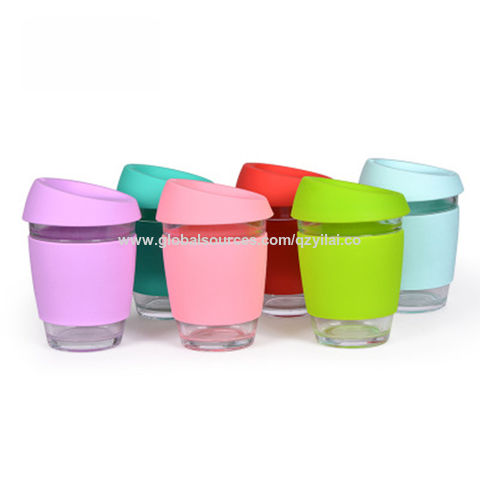 Heat-Resistant Double Wall Glass Coffee Cup High Borosilicate Glass Cup  with Silicone Sleeve and Cover - China Glass Cup with Cover and Glass Cup  with Silicone Sleeve price