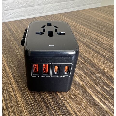 Adaptadores de corriente de viaje de 20W con enchufe americano, enchufe europeo, enchufe británico y enchufe australiano