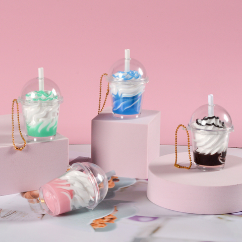 Chaveiro Feminino da Moda com Sorvete e Café, Criativo e Bonito com Bebidas Boba Bubble, Pingente de Presente