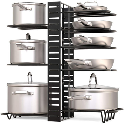 3 Pairs Pan Lid Holder Storage Rack Wall Mount Pot Cover Organizer Kitchen Tool