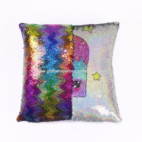 reversible sequin pillow