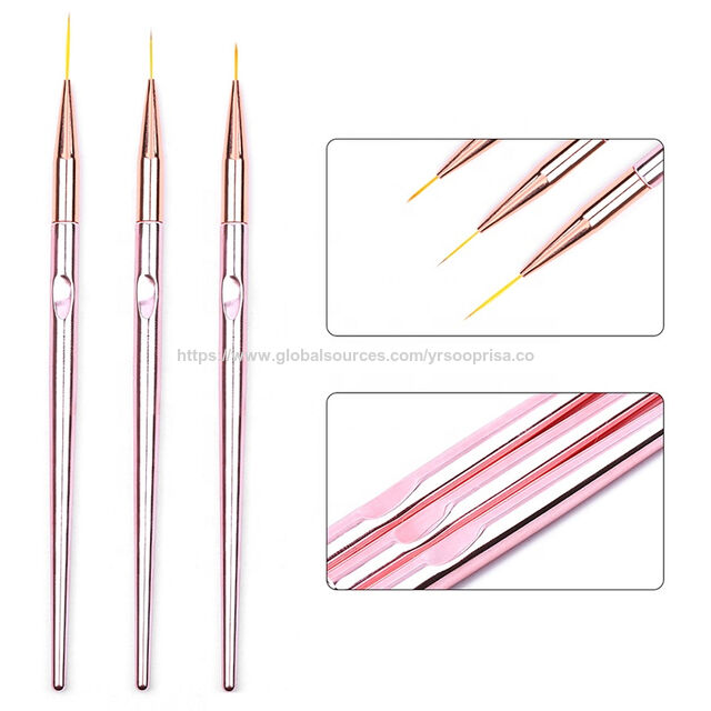 Set de 3 Pinceles para Nail Art: Liner, Pintura de Flores, Acrílico, Gel UV, Extensión y Construcción para Manicura y Dibujo