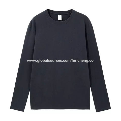 220G Heavy cotton long sleeve T Shirt pure cotton casual loose collar  bottom shirt