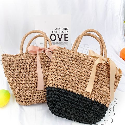 Rattan Woven Beach Tote Bag Large Capacity Woven Bag With 